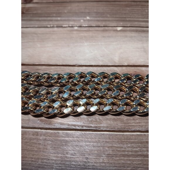 Stretch Belt Triple Gold Tone Curb Chain Waist Jewelry Heavy Club Style for 28\